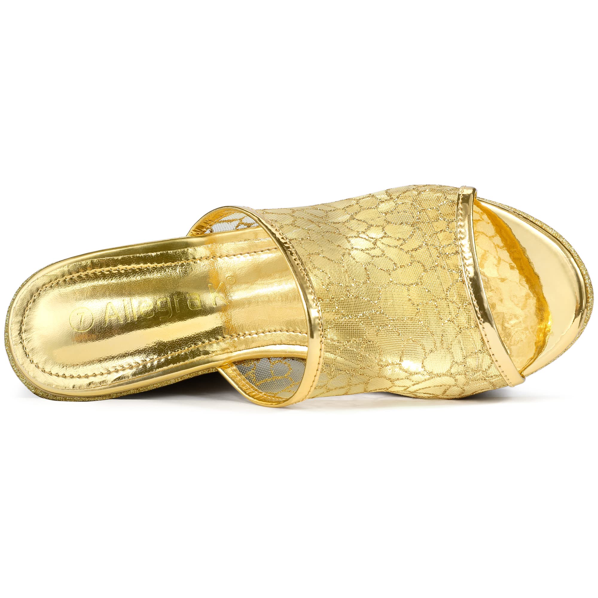 Allegra K Women's Glitter Platform Heels - Comfortable Slide Wedge Sandals for Party, Wedding & Evening Events | Fashion High Heel Shoes for Women