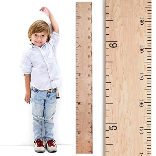 HEADWATERS Studio Kids Wooden Growth Chart for Wall - Height Measurement Ruler with Inches for Nursery & Kids Room Decor - Schoolhouse Design in Natural Wood - Perfect for Tracking Child's Growth & Room Decoration