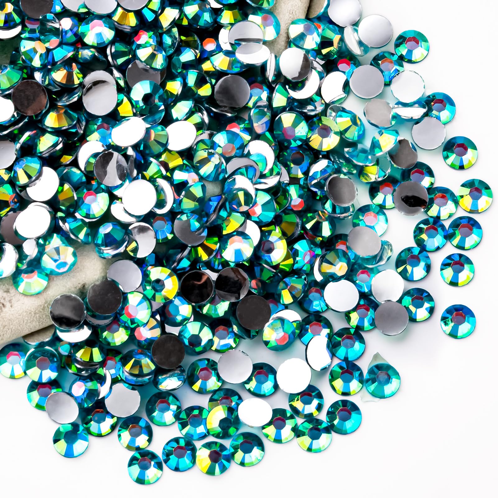 5000PCS 5mm Aquamarine AB Rhinestones - Flat Back Round Jelly Non-Hotfix Crystal Gems for DIY Crafts, Nail Art, Clothing Decoration, Tumbler Customization & Handmade Jewelry Making - Bulk Wholesale Rhinestone Supplies