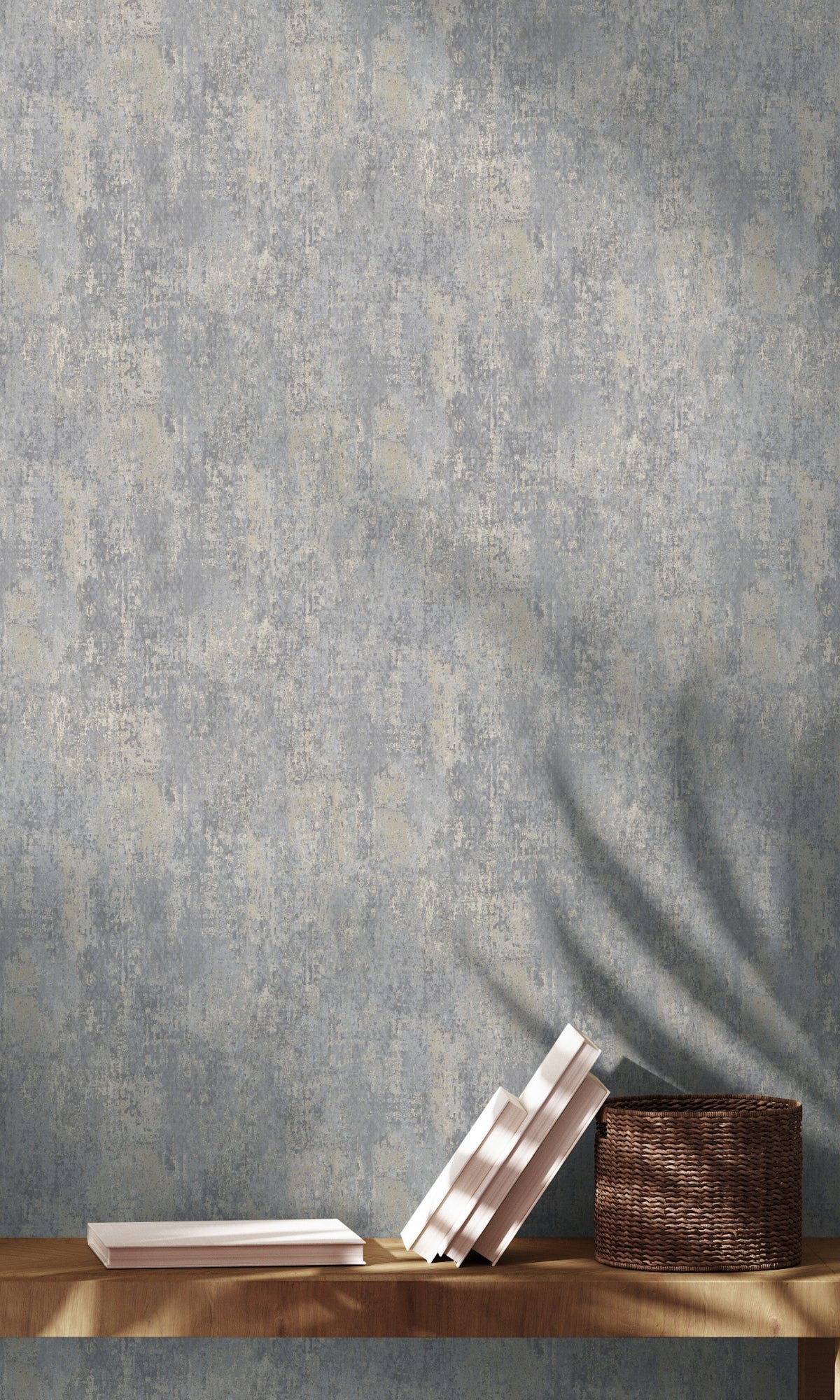 Blue Scratched Concrete Textured Peel and Stick Wallpaper - Self-Adhesive Removable Wallpaper Roll (R8936) for Industrial Loft, Modern Office, or Urban Home Decor