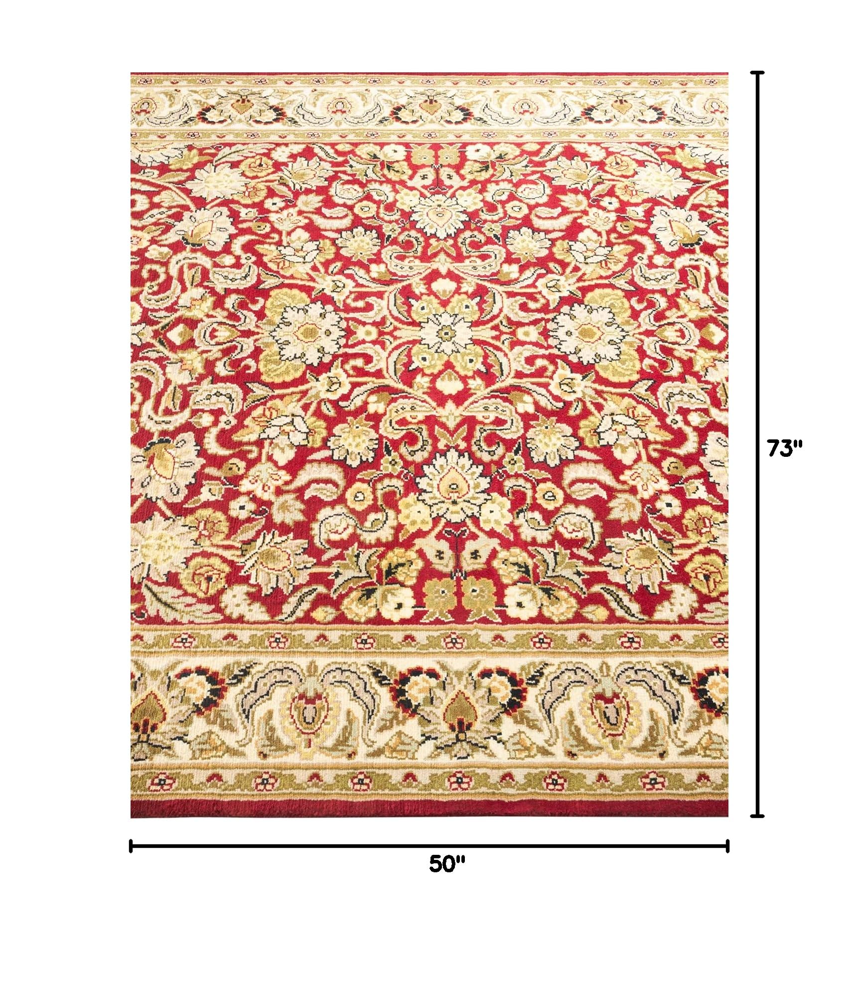 Handmade Wool Oriental Mogul Red 4x6 Area Rug - Traditional Hand-Knotted One-of-a-Kind Design for Living Room, Bedroom & Office Decor
