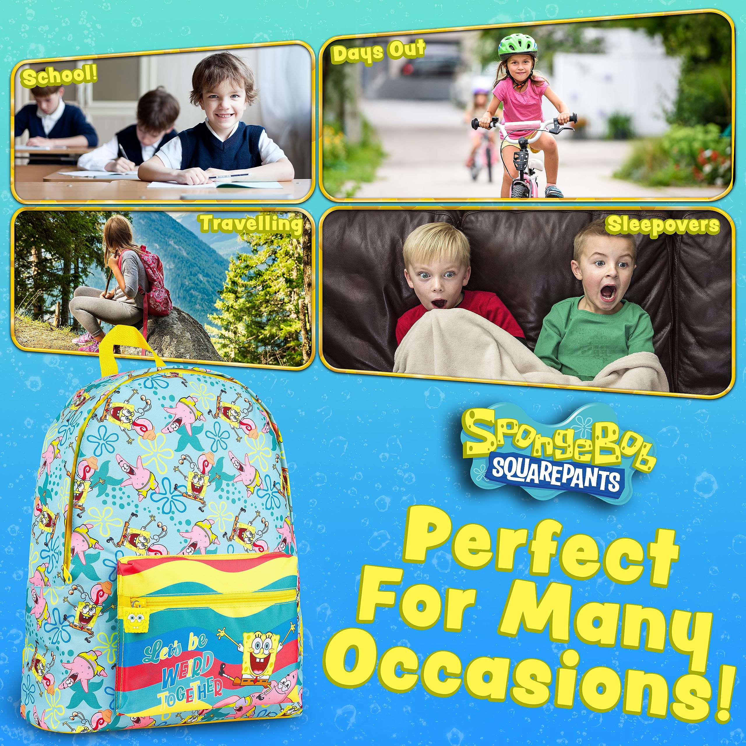 **SpongeBob SquarePants Kids Backpack for School - Official SpongeBob Gadget for Elementary & Middle School, Travel & Leisure - Durable & Stylish Backpack for Boys & Girls**    *(Perfect for School, Day Trips, and Everyday Adventures!)*