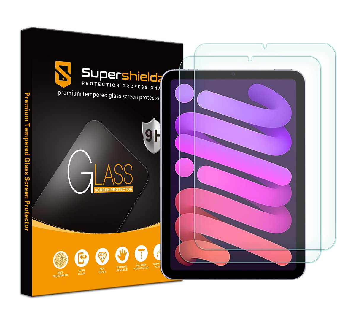 Supershieldz (2 Pack) Tempered Glass Screen Protector for iPad Mini 7 (2024, A17 Pro) & iPad Mini 6 (2021) 8.3-Inch - Anti-Scratch, Bubble-Free - Perfect for Work, Travel & Everyday Protection