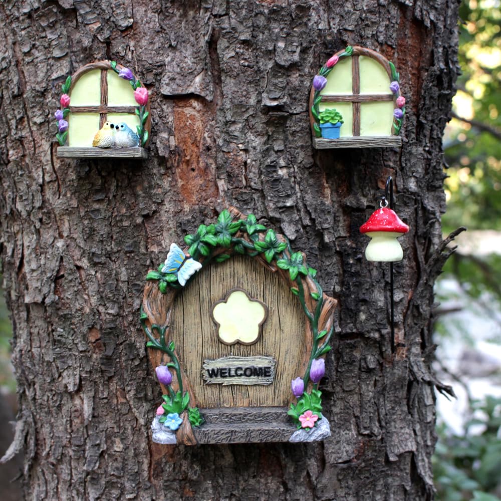 Outdoor Garden Sculptures & Miniature Fairy Garden Decorations - Garden Gnomes, Tree Faces & Glow-in-the-Dark Figurines for Fairy Gardens, Yard Art & Landscape Design
