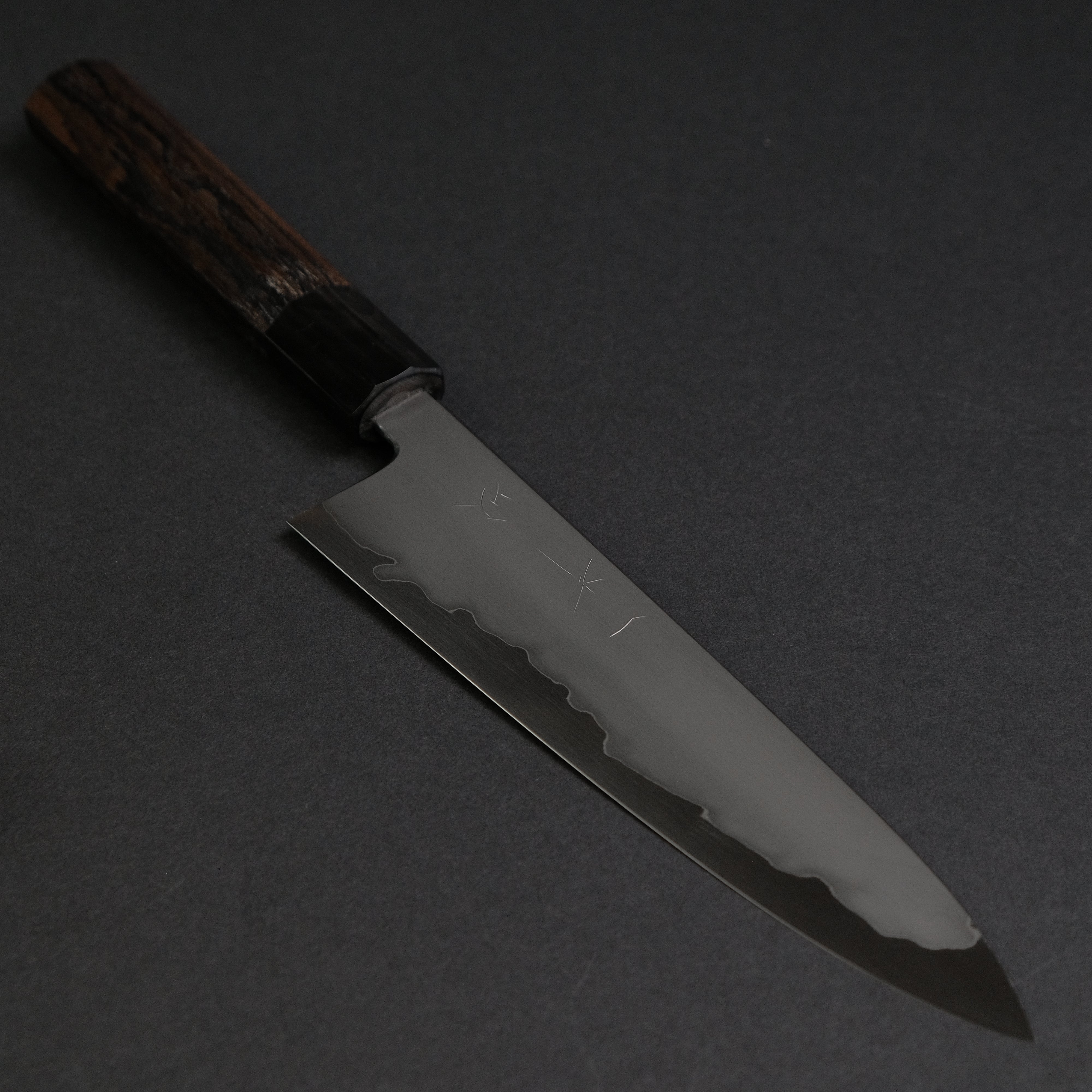 Hitohira Tanaka Izo Blue #1 Stainless Clad Gyuto 210mm Japanese Chef Knife - Premium Ziricote Wood Handle for Professional Chefs & Home Cooking - Perfect for Slicing, Dicing & Meat Cutting
