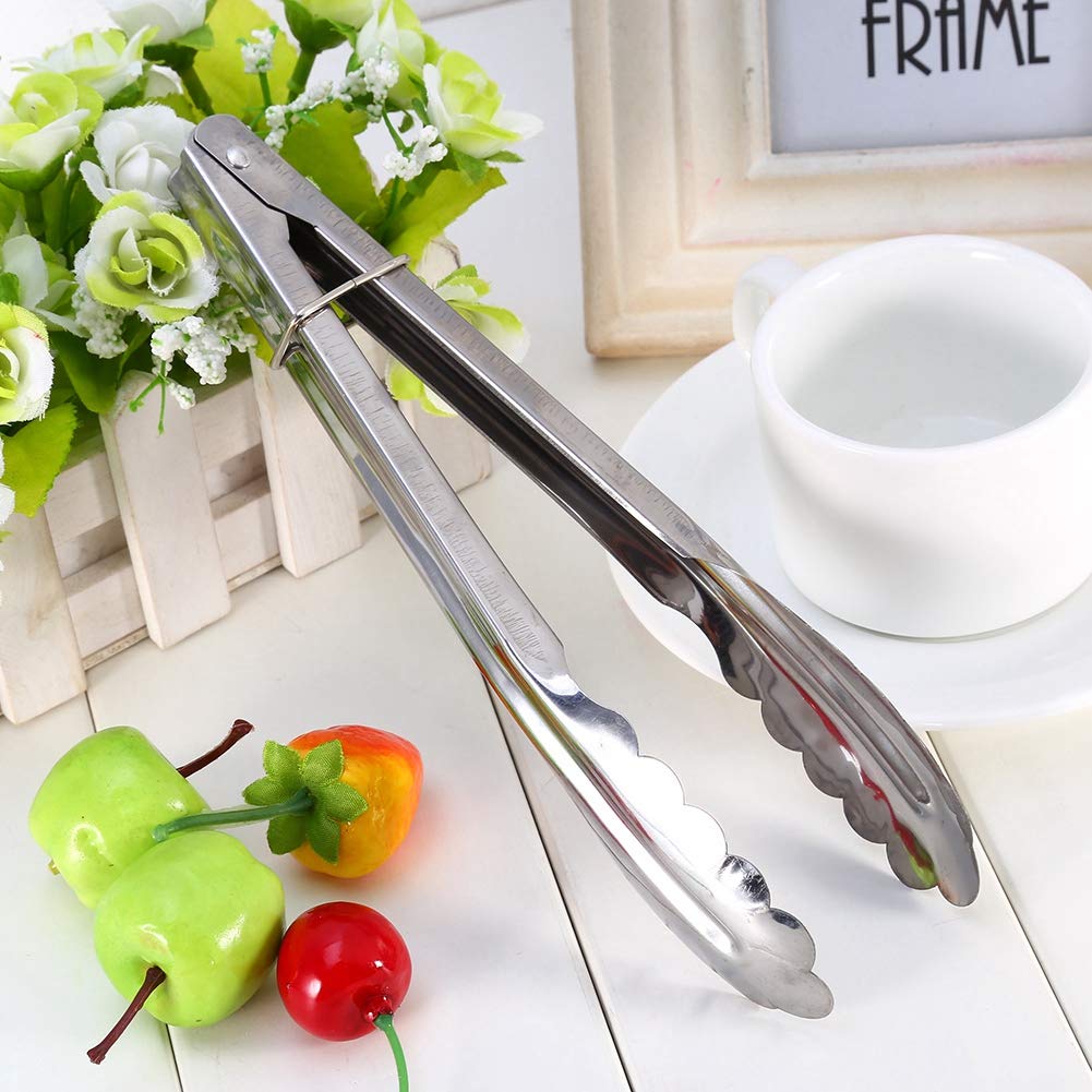 9-Inch Stainless Steel Kitchen Tongs - Heavy Duty BBQ & Serving Tongs for Cooking, Grilling, Buffet, Steak, Bread - Perfect for Restaurants, Picnics & Home Kitchens