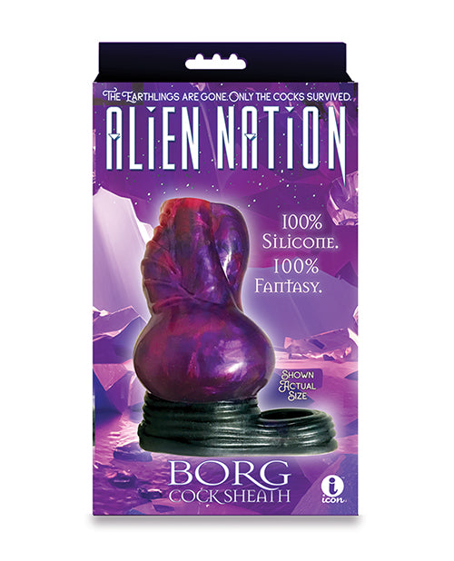 Alien Nation Borg Silicone Sheath - Purple & Blue Adult Pleasure Sleeve for Enhanced Sensation - Perfect for Couples Play & Solo Exploration