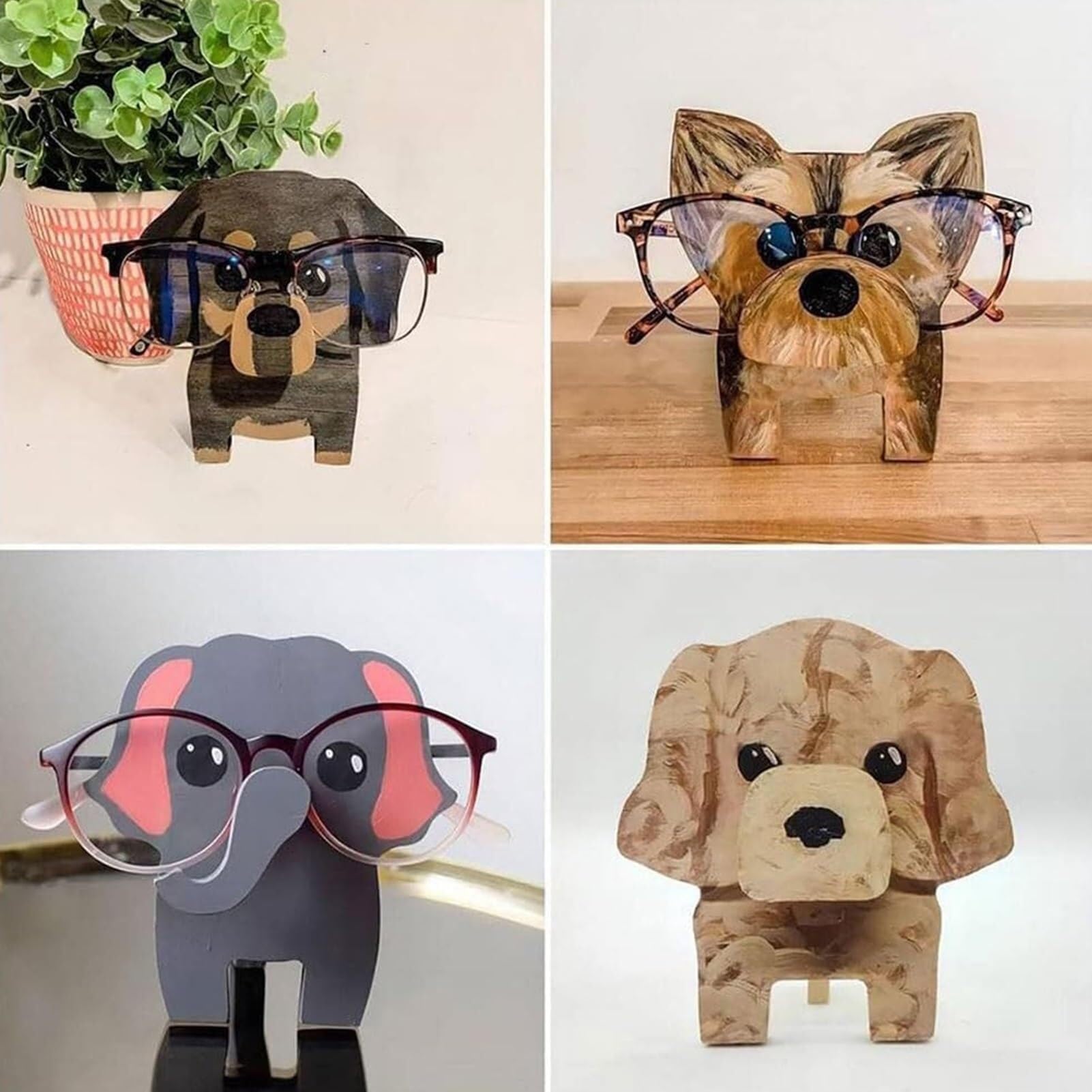 Creative Dachshund Glasses Holder - Handmade Owl Eyeglass Stand for Desk, Cute Animal Glasses Organizer for Home & Office - Perfect Gift for Glasses Wearers (Use on Nightstand, Dresser, or Workspace)