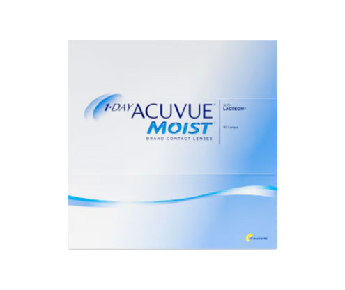 1 DAY ACUVUE® MOIST® Contact Lenses (90 Pack) - Daily Disposable for Dry Eyes & All-Day Comfort - Perfect for Work, Sports & Travel