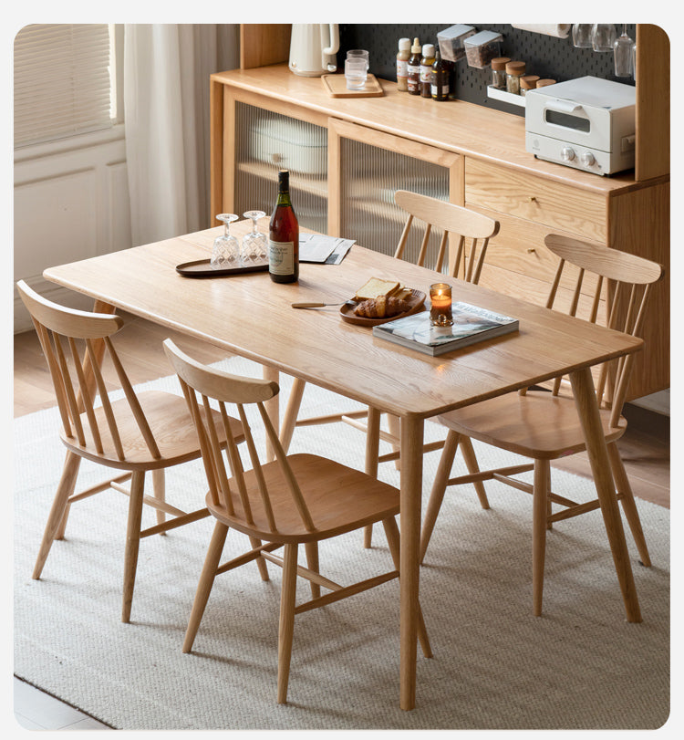 Solid Oak Wood Modern Dining Table - Rustic Farmhouse Style for Kitchen, Dining Room & Small Space - Perfect for Family Gatherings & Dinner Parties