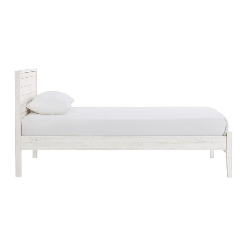 Alaterre Windsor 3-Piece Bedroom Set - Twin Panel Bed with 2 Nightstands in Driftwood White | Modern Farmhouse Furniture for Kids & Guest Rooms