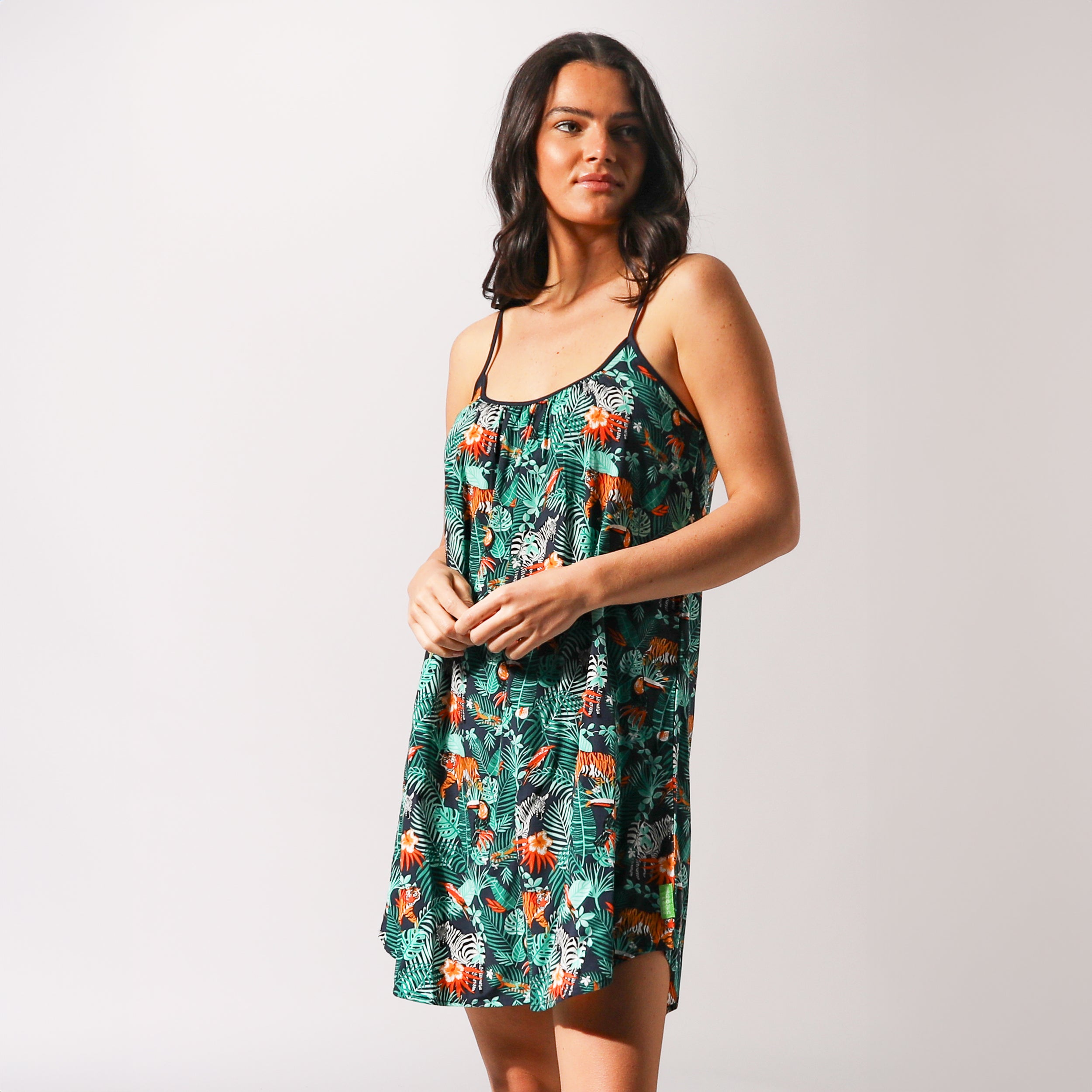 Women's Dark Jungle Woven Chemise Nightgown - Green | Soft & Comfortable Sleepwear for Women | Perfect for Lounge, Sleep & Vacation