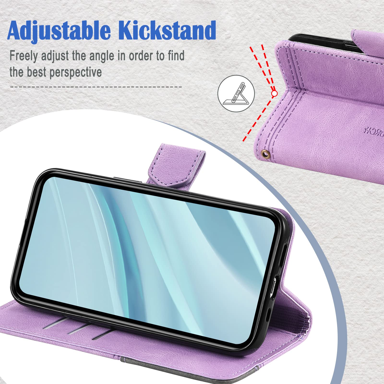 Shockproof Wallet Case for Moto G Stylus 5G 2022 - PU Leather Magnetic Flip Cover with TPU Bumper, Card Slots & Stand Function (Purple) - Perfect for Daily Protection & Hands-Free Viewing