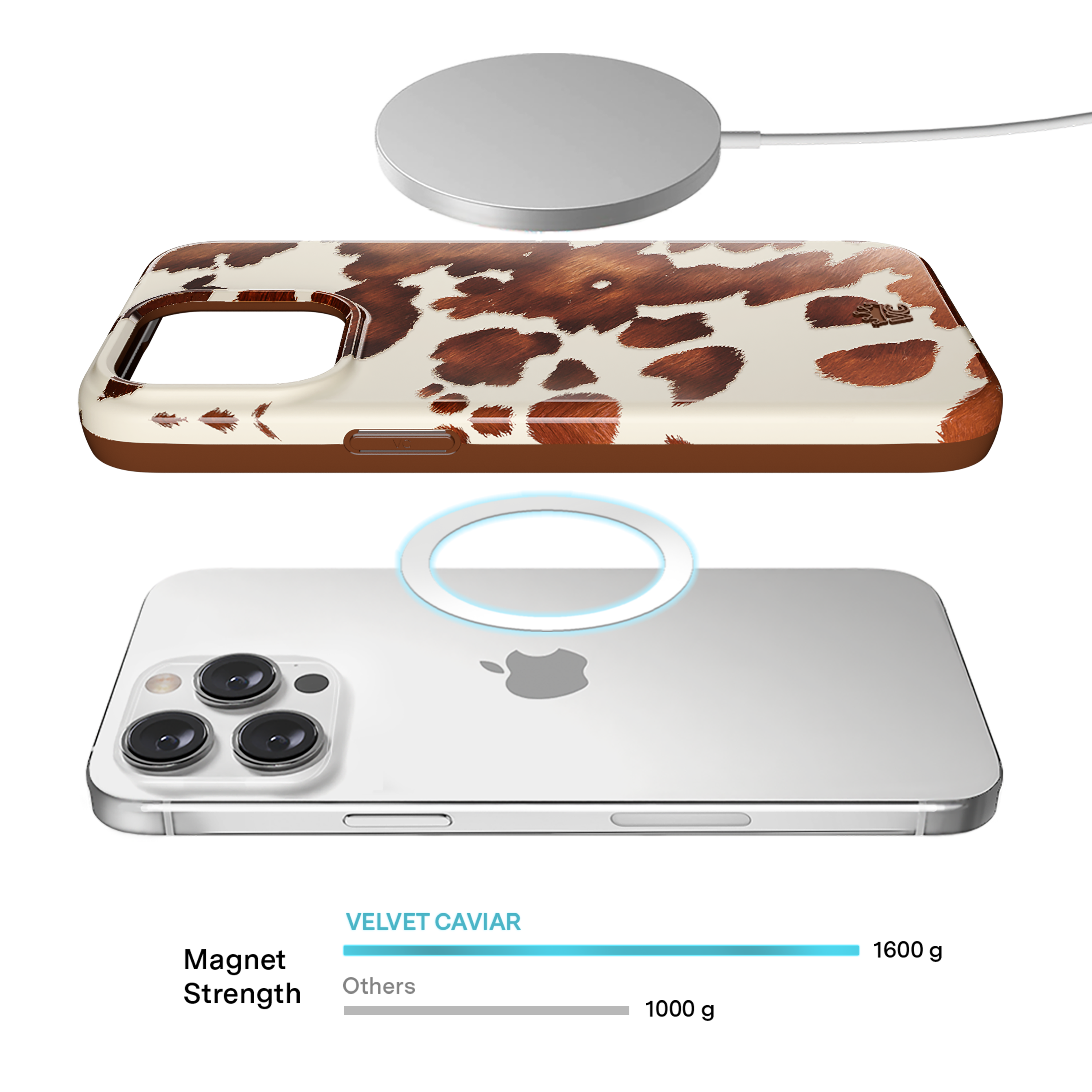 Premium Cocoa Cow Print iPhone Case - Cute & Durable Protective Cover for iPhone 13/14/15 Pro Max - Perfect for Farm Lovers & Animal Enthusiasts - Great for Everyday Use, Travel & Gifts