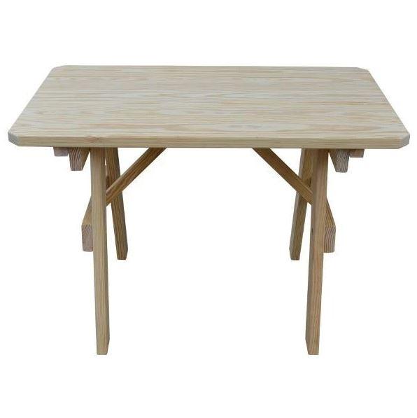 Unfinished Yellow Pine Traditional Dining Table by A&L Furniture - Rustic Farmhouse Style for Kitchen, Dining Room, or Outdoor Patio