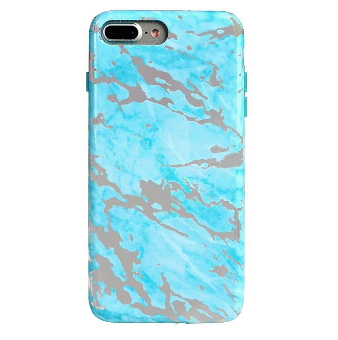 Blue Marble Holo Chrome iPhone Case - Shatterproof Protective Cover with Glitter Reflective Design for iPhone 13/14/15 - Perfect for Everyday Use, Parties & Gifting