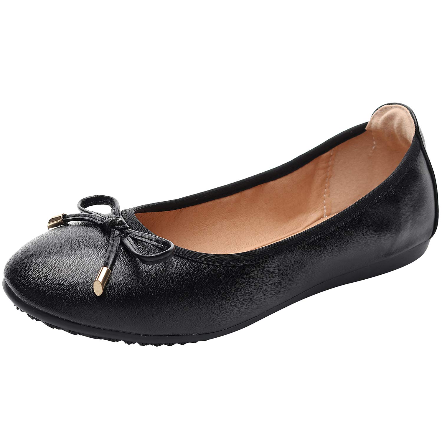 Rismart Women's Ballet Flats - Elegant Slip-On Bowknot Dance Shoes with Soft Sole for Ballroom, Wedding, and Casual Wear