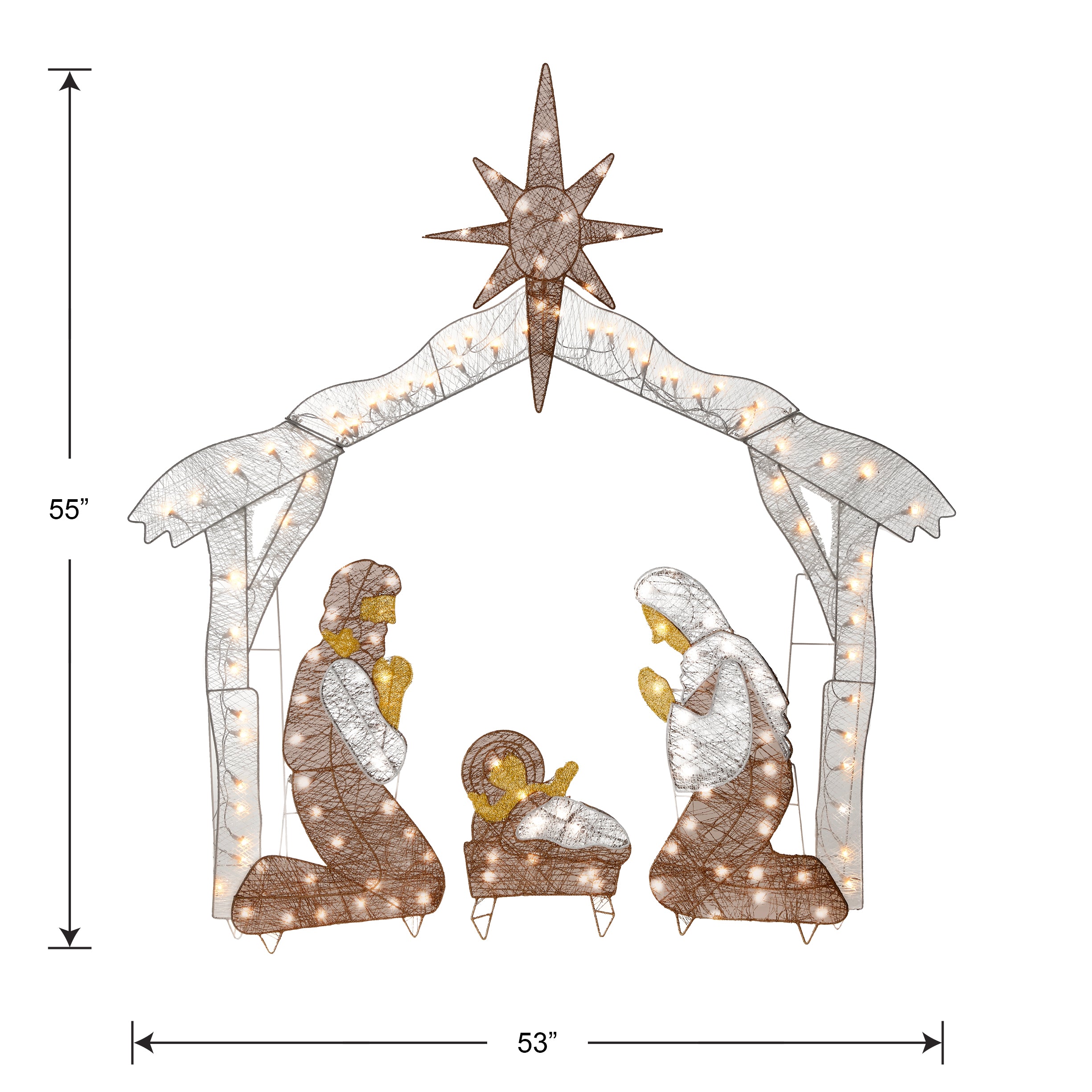 55-Inch Crystal Splendor Prelit Nativity Scene Set - Indoor/Outdoor Christmas Decoration for Home, Church & Holiday Displays