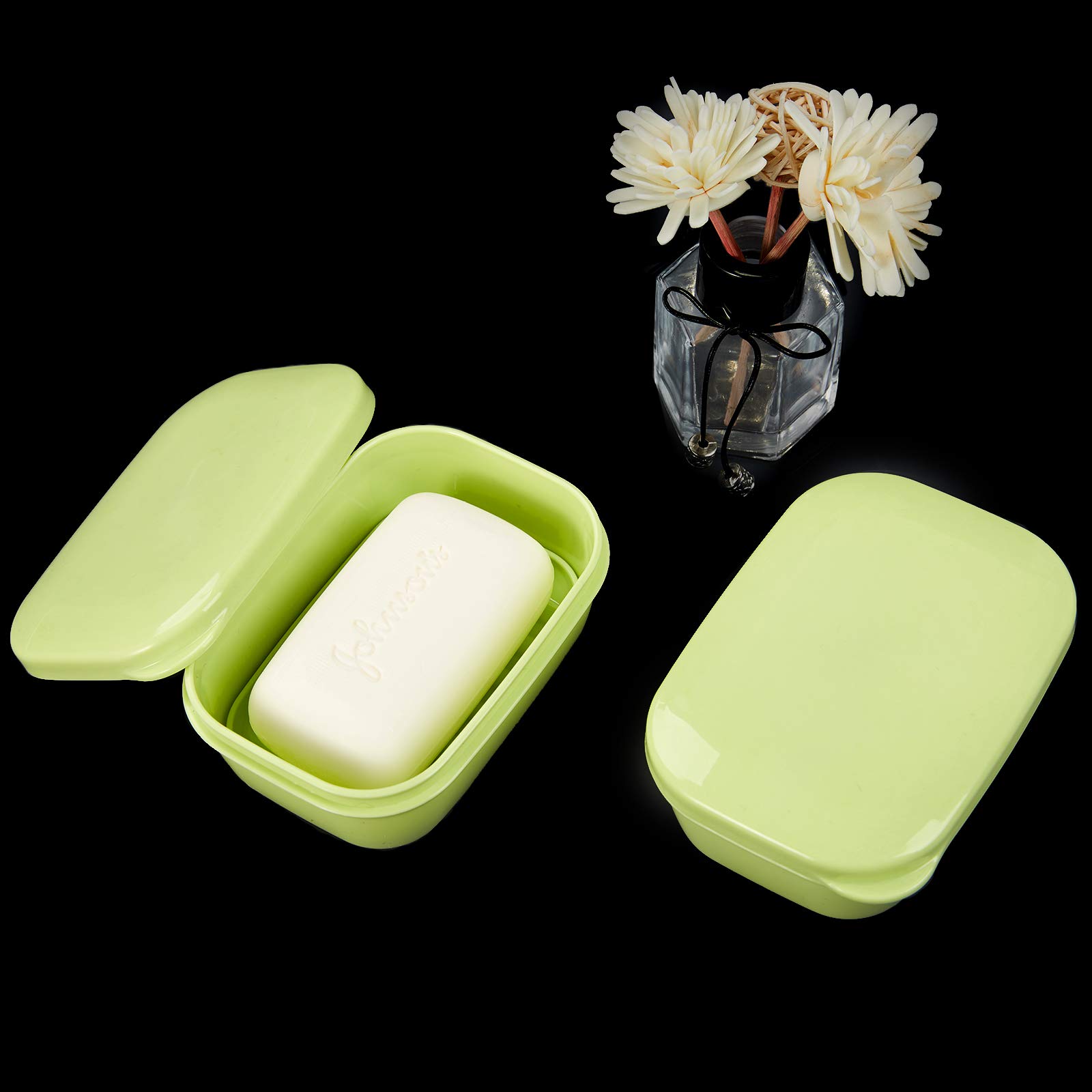 Quatish 2 Pack Travel Soap Container with Lid - Leak Proof Portable Soap Holder for Camping, Gym, Travel & Bathroom - Compact Bar Soap Case for Toiletries Organization (Green)