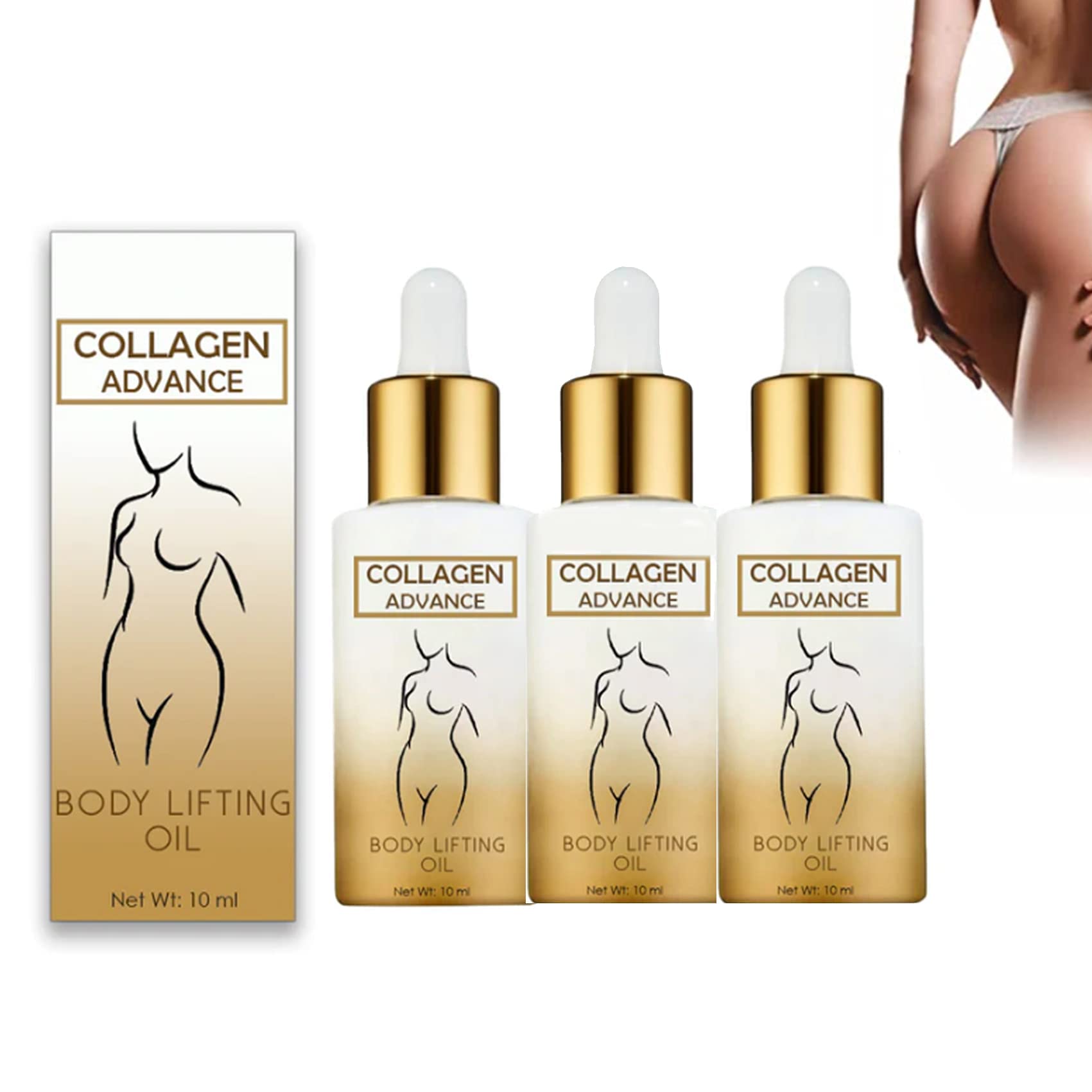 **Advanced Collagen Lifting Body Oil for Firming & Anti-Aging – 3 Pack | Instantly Ageless Skin Care for Women | Use for Post-Workout Recovery, Nighttime Hydration & Daily Glow Boost**