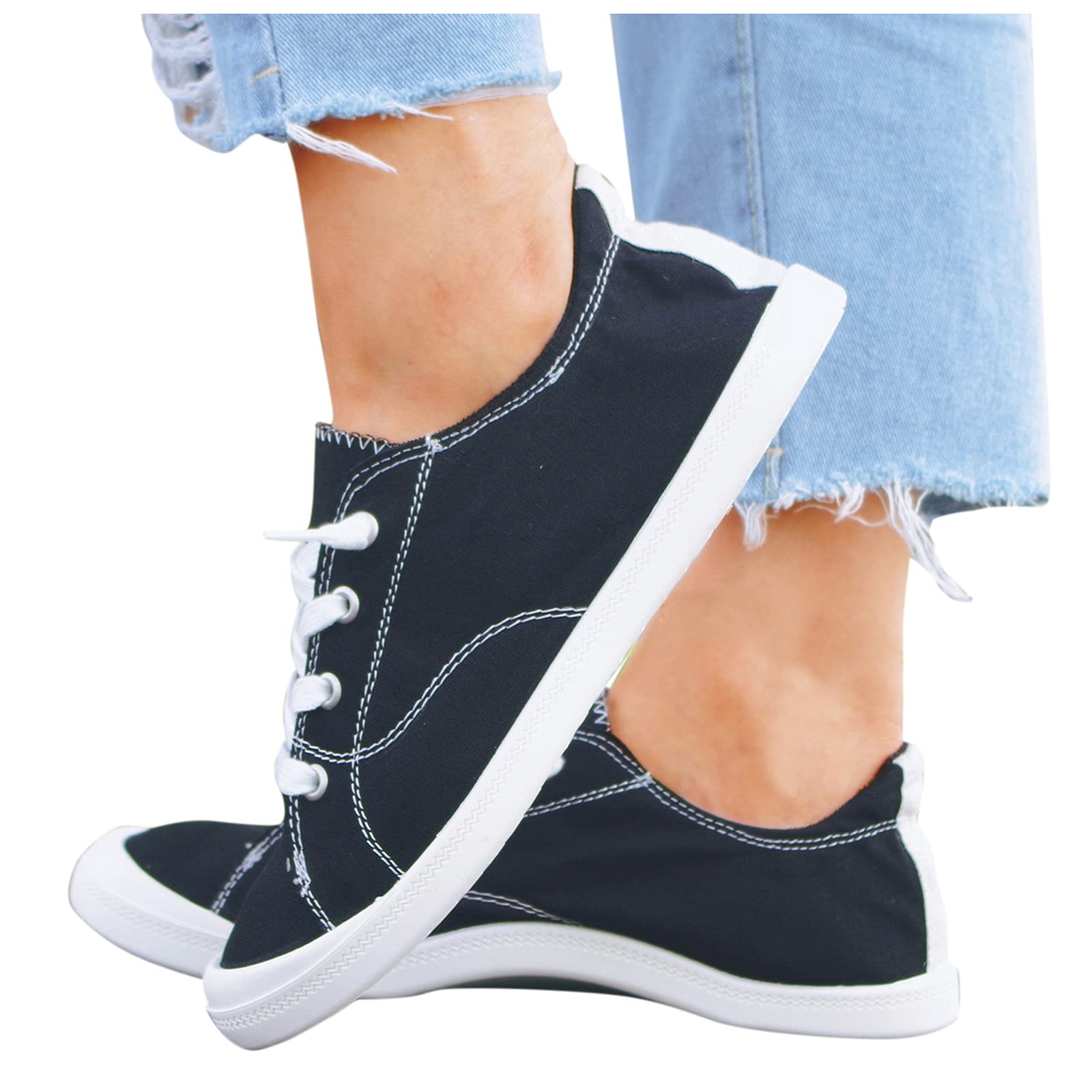 Women's Slip-On Canvas Sneakers - Comfortable Vulcanized Flat Shoes for Casual Wear, Walking & Everyday Use | Autumn Fashion Loafers for Ladies