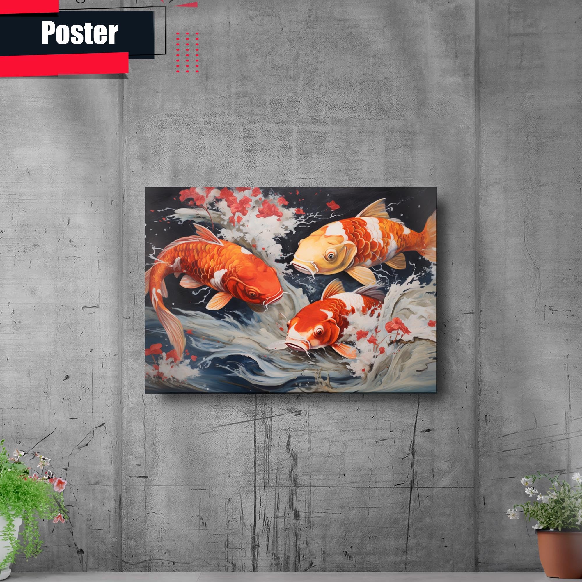 Japanese Koi Fish Art Print - Zen Wall Decor for Home & Office