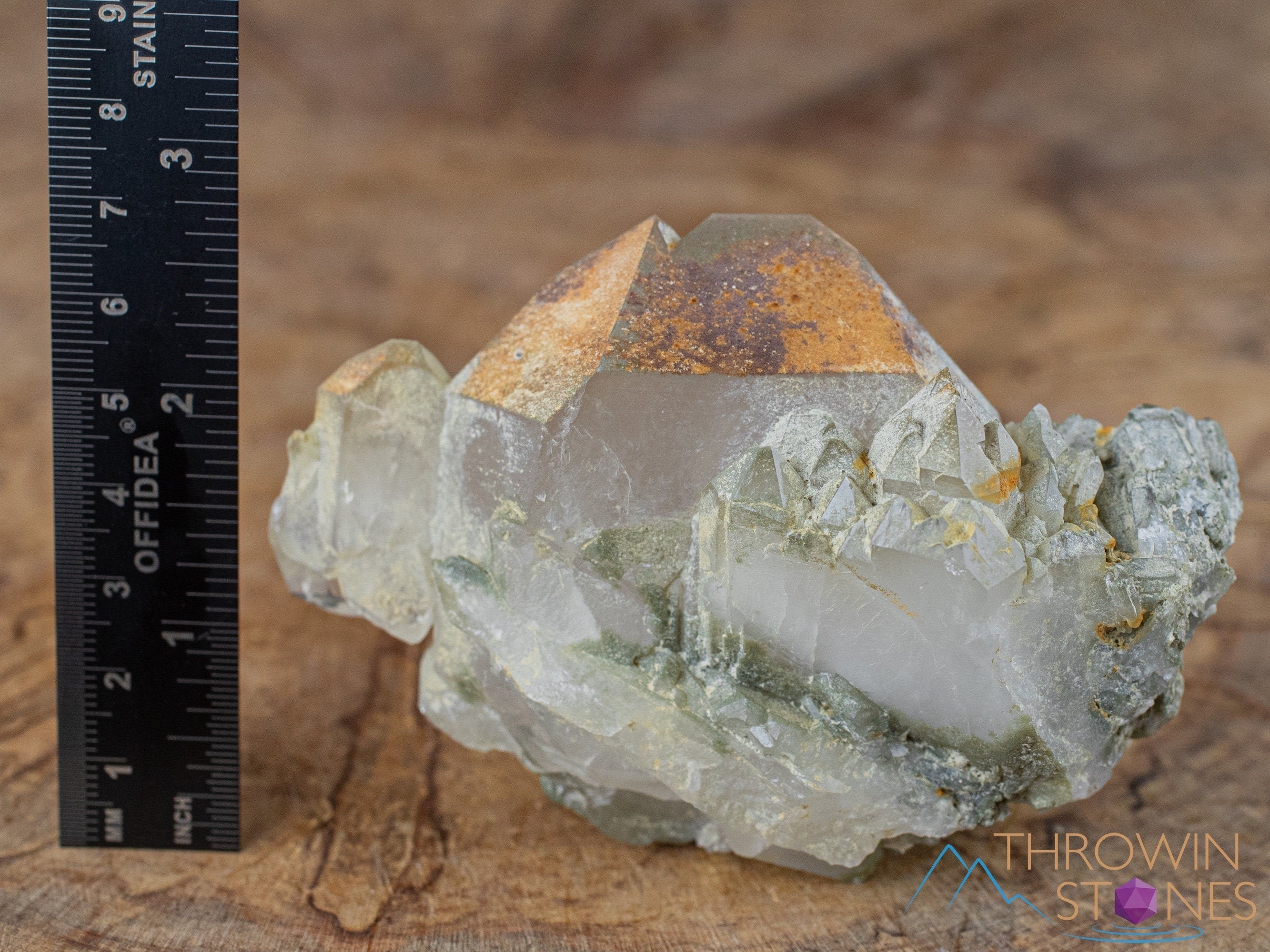 QUARTZ Raw Crystal with CHLORITE - Natural Healing Stone for Home Decor, Housewarming Gift, Meditation & Spiritual Use | Raw Crystals and Stones Collection #41884 | Perfect for Yoga Spaces, Office Desk & Crystal Grids