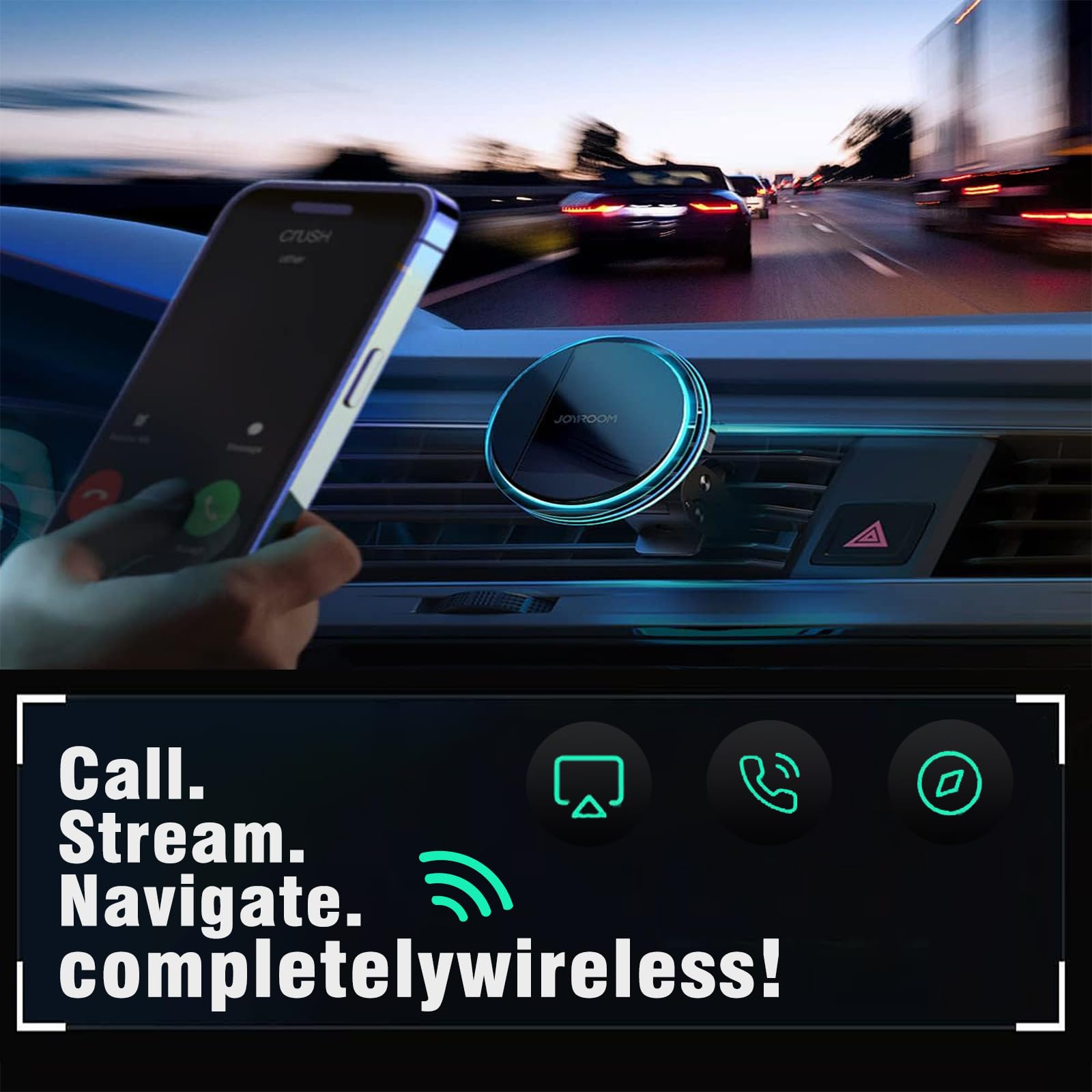 2 in 1 Wireless CarPlay Adapter - Convert Wired to Wireless CarPlay Dongle for iPhone iOS 10+, Plug & Play for Cars 2015+ (Black) - Seamless Music Streaming & Hands-Free Calling While Driving