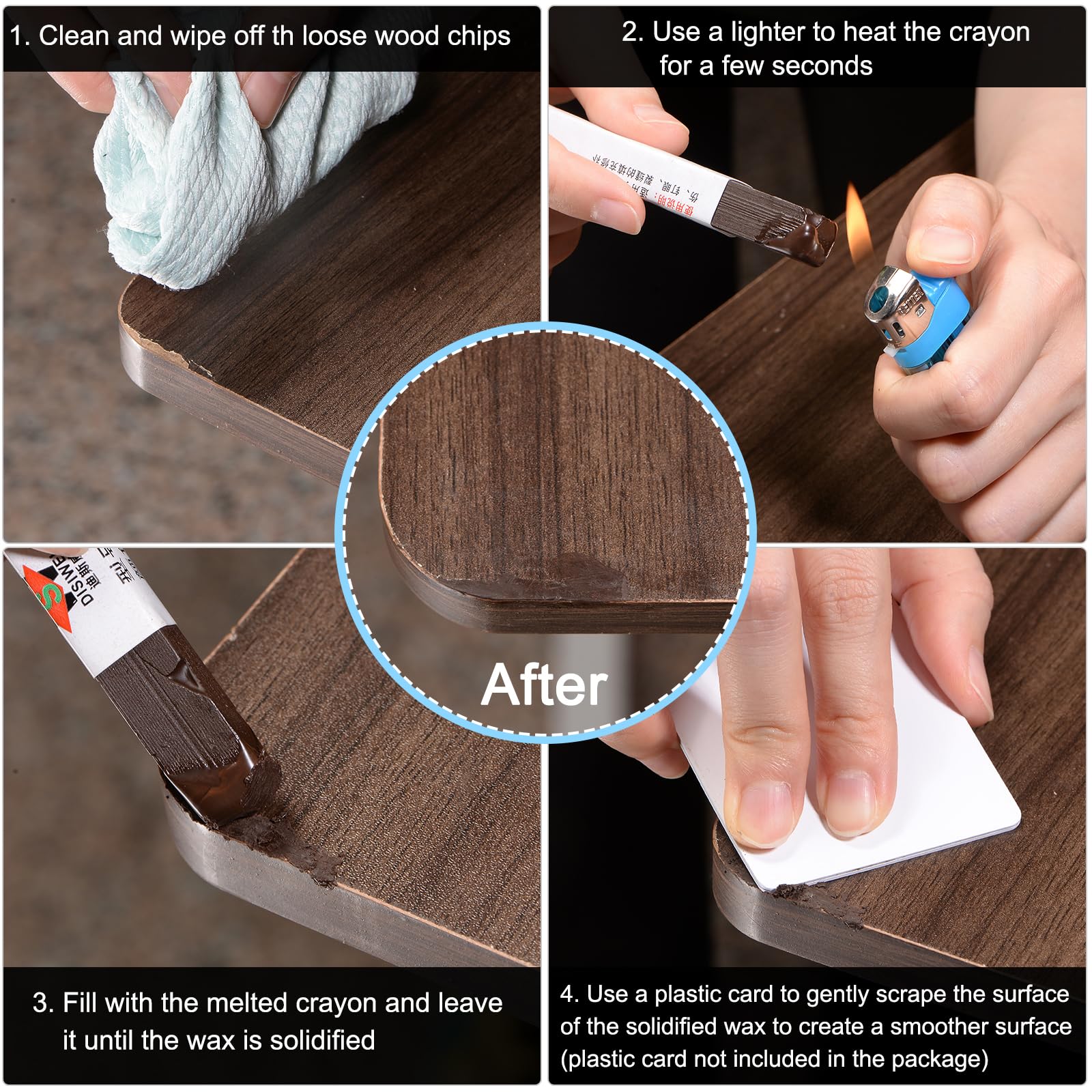 5Pcs Furniture Repair Crayons - Wood Wax Filler Sticks for Scratches & Holes - Brown & Grey Wood Touch Up Markers for Tables, Desks & Wooden Floors | DIY Home Improvement & Furniture Restoration