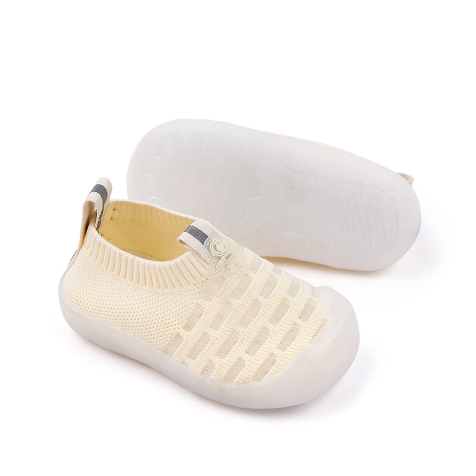 **Girls' Breathable Mesh Sports Shoes - Soft Sole Lightweight Sneakers for Running & Play - Comfortable Leisure Socks Shoes (Yellow, Size 17) - Perfect for School, Gym & Outdoor Activities**