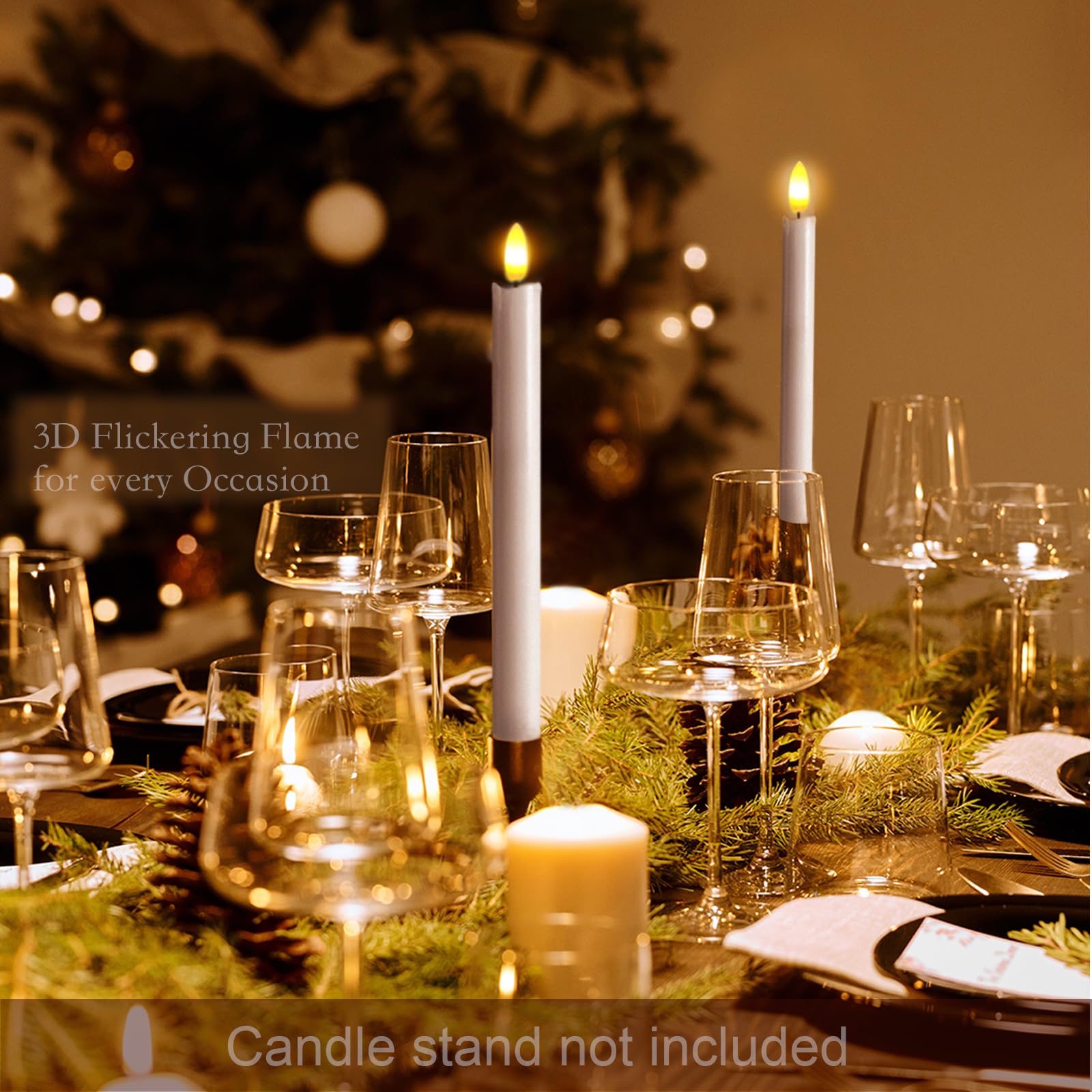 Flameless LED Taper Candles Set of 6 - Battery Operated Remote Control Candles with 3D Flickering Flame & Real Wax Coating for Windows, Home Decor, Christmas, Weddings & Romantic Ambiance