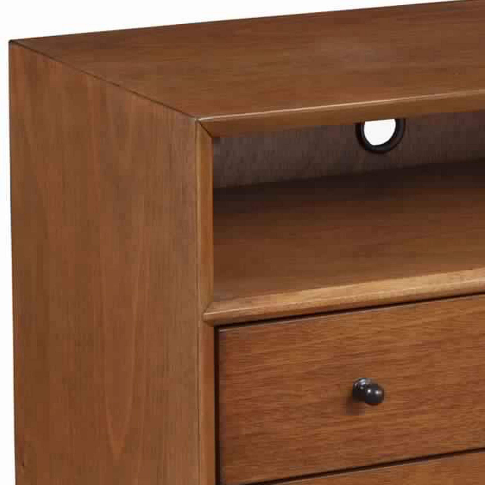 Benjara 2 Drawer Wooden Nightstand with Open Shelf & Splayed Legs - Brown Finish Bedside Table for Bedroom, Living Room, or Office Storage