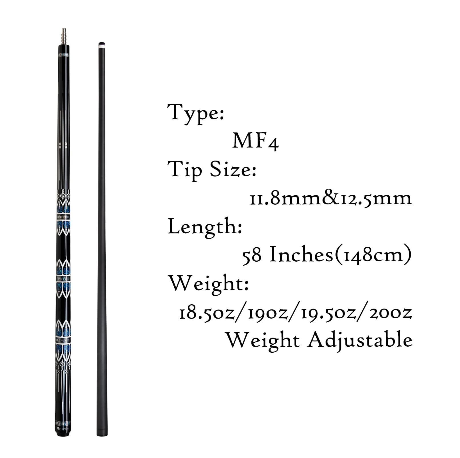 Premium Carbon Fiber Pool Cue - 11.8mm & 12.5mm Low Deflection Professional Billiard Stick with Protective Case | Perfect for Tournament Play & Home Game Rooms