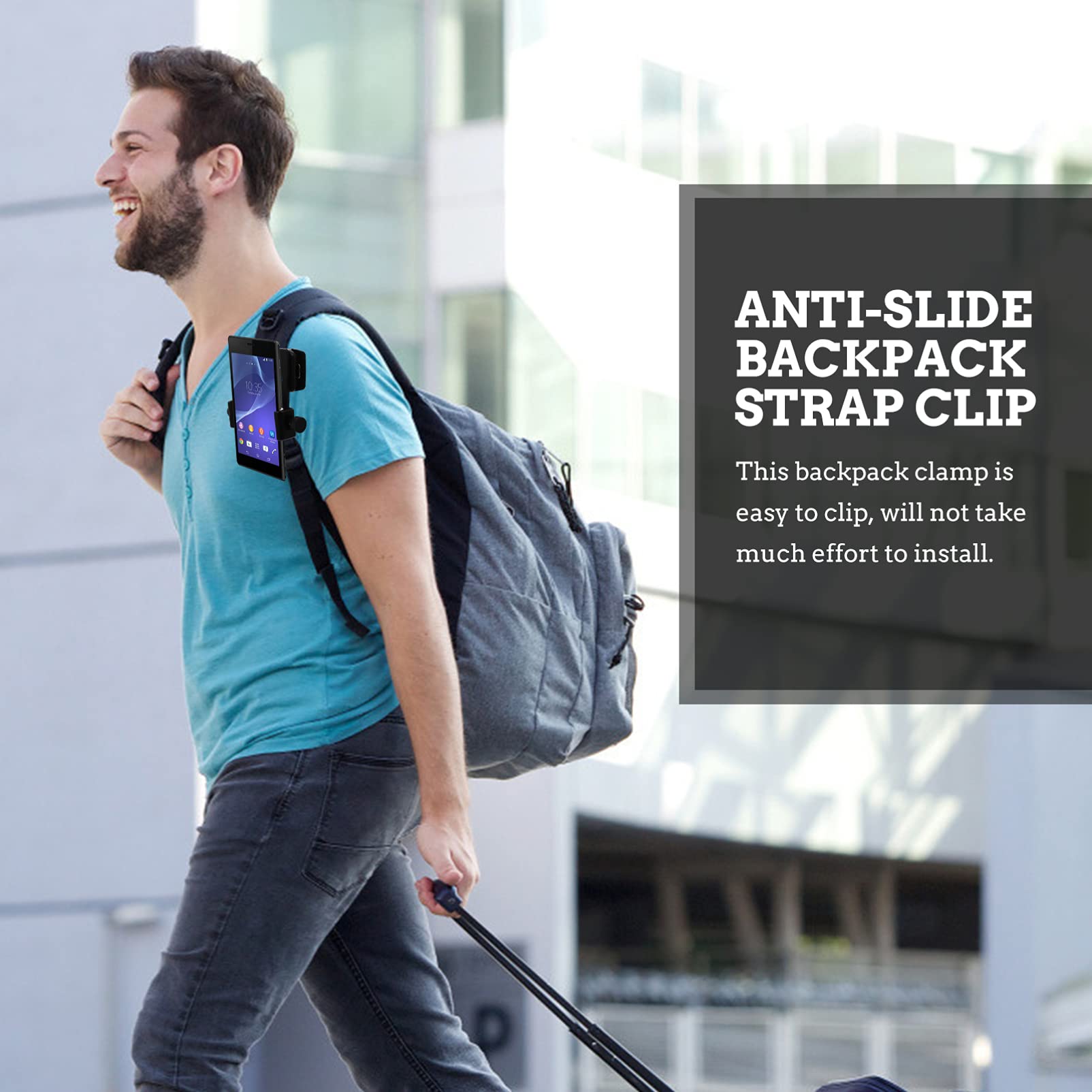 UKCOCO Backpack Phone Clip - Anti-Slide Mount for Travel & Hiking