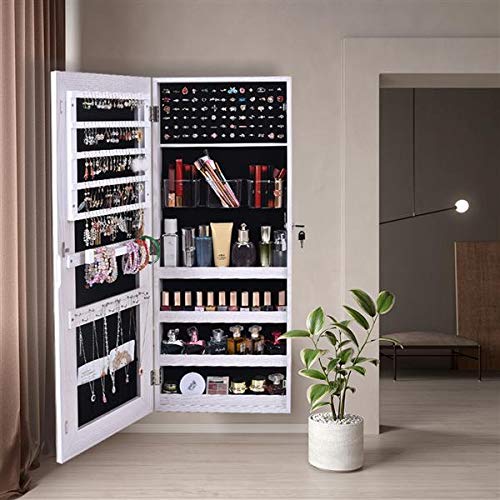 Happy PVC Jewelry Cabinet with Mirror & Lock - Wall Hanging for Home Decor
