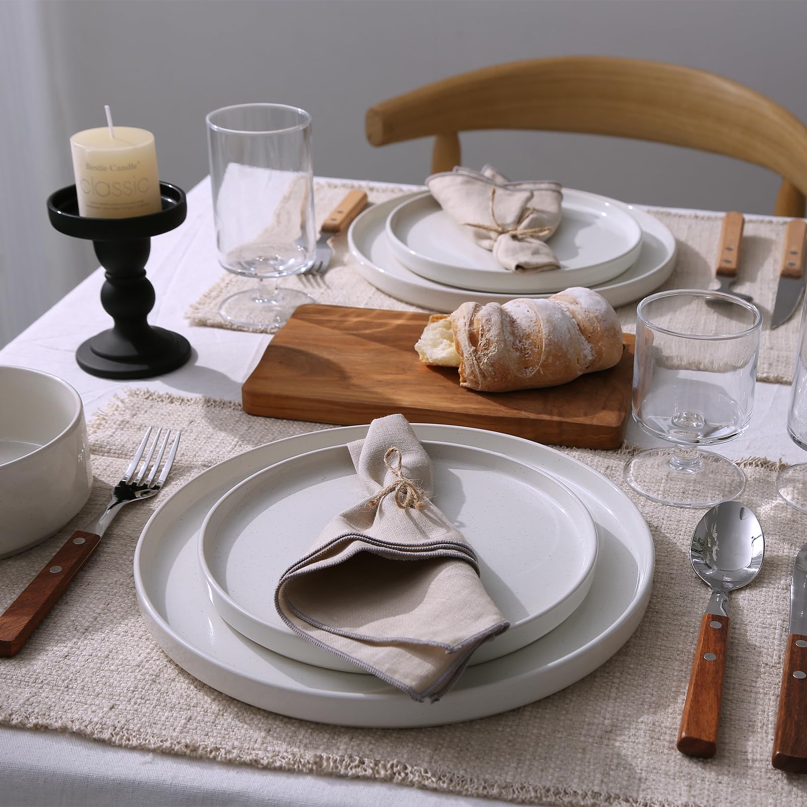 Famiware 12-Piece Dinnerware Set - Nebula Plates & Bowls for 4, White Porcelain Tableware | Perfect for Family Dinners, Parties & Everyday Use