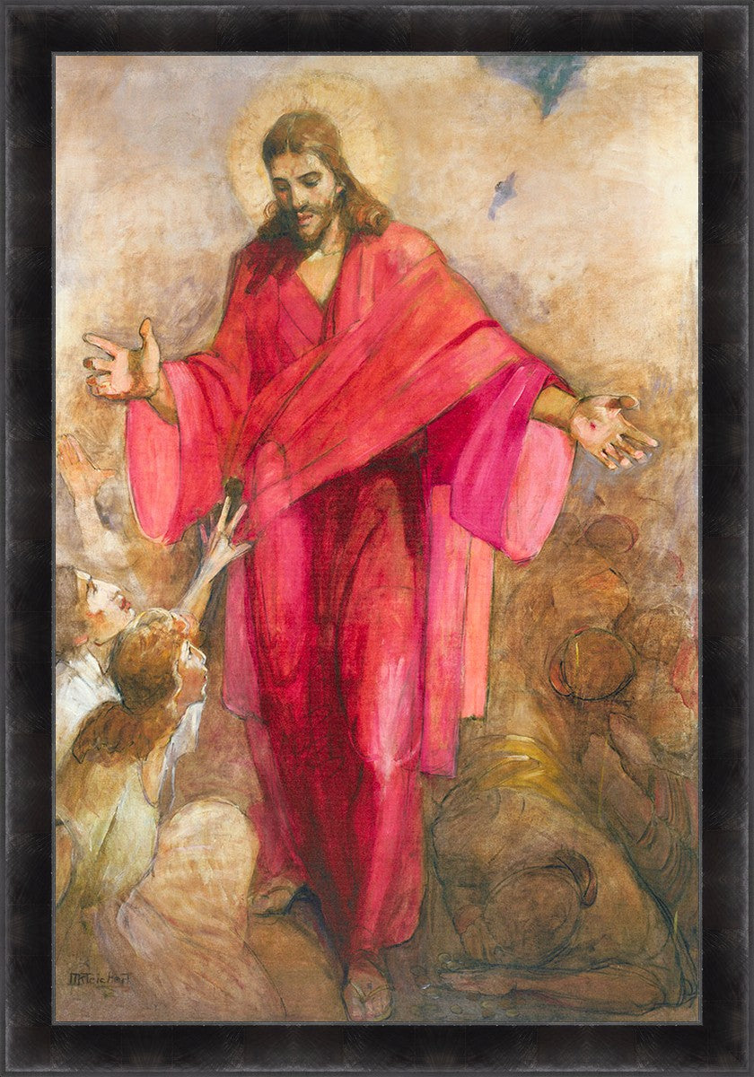 Large Christ in Red Robe Wall Art - Religious Home Decor for Living Room, Bedroom & Church