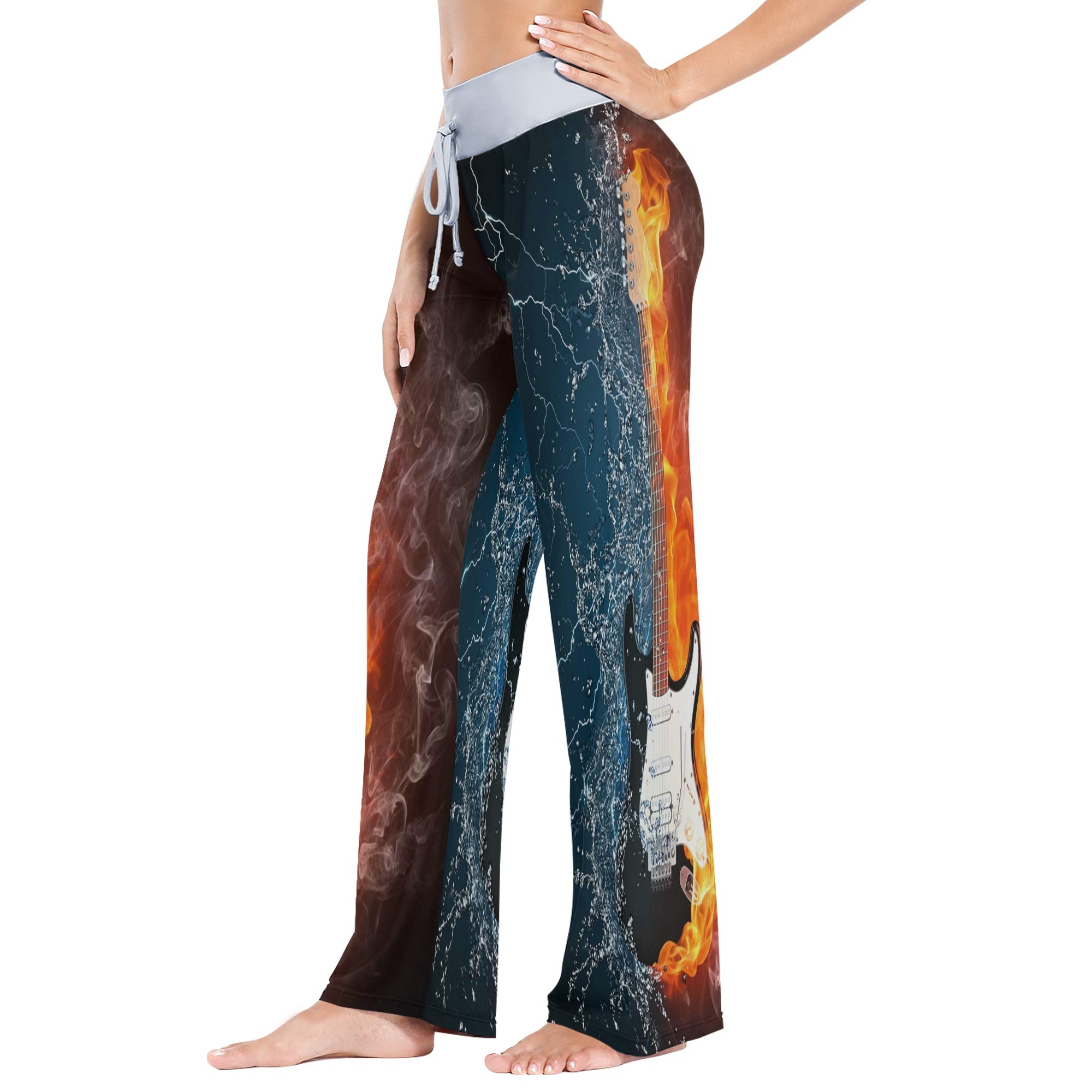 ALAZA Women's Electric Guitar Print Pajama Pants - Soft Stretchy Lounge Pants with Wide Leg Design for Sleepwear, Yoga & Casual Wear