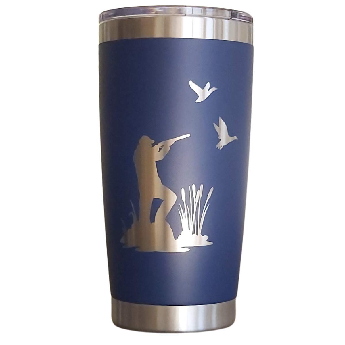 Duck Hunting 20oz Stainless Steel Insulated Coffee Mug - Navy Blue, Double Wall Vacuum Insulated Travel Mug for Hot & Cold Drinks - Perfect for Hunting Trips, Camping & Outdoor Adventures