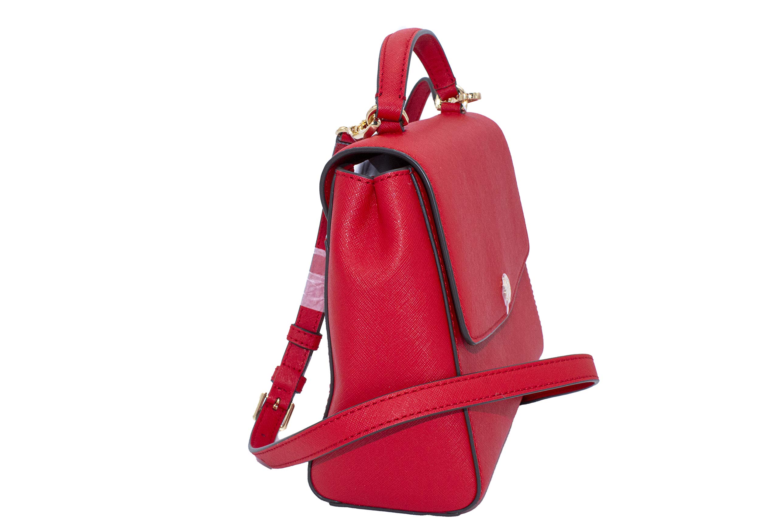 Tory Burch Emerson Satchel for Women - Structured Leather Handbag with Gold Hardware in Brilliant Red | Perfect for Work, Travel & Everyday Use