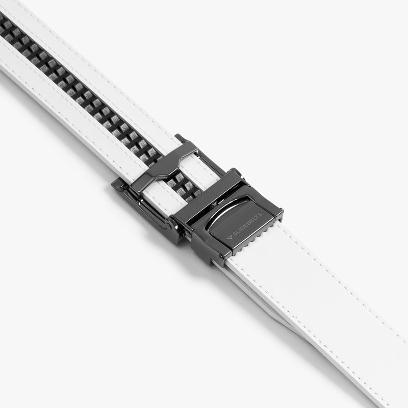 Custom White Belt with Front Square Buckle - Stylish & Adjustable for Men & Women - Perfect for Casual Wear, Work & Formal Outfits