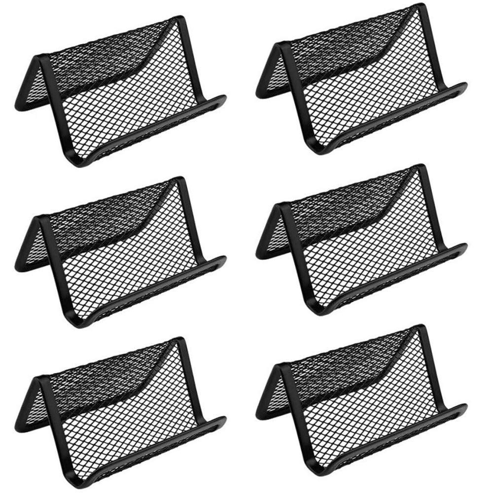 Premium Black Metal Mesh Business Card Holder - 6 Pack for Office Desk Organizer, Professional Name Card Display | Perfect for Networking, Conferences & Corporate Gifts