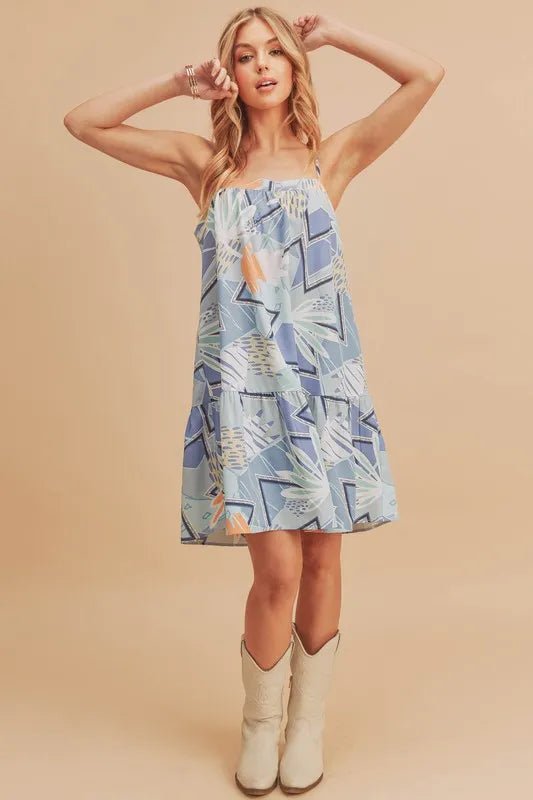 Aemi + Co Printed Ruffled Hem Square Neck Mini Cami Dress - Flowy Summer Dress for Women, Beach Cover Up, Party Outfit, Date Night & Casual Wear