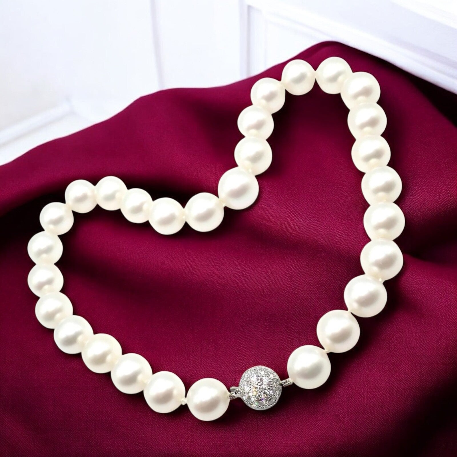 Authentic Tiffany & Co Platinum Diamond South Sea Pearl Necklace - Luxury Jewelry Gift for Women, Perfect for Weddings & Special Occasions