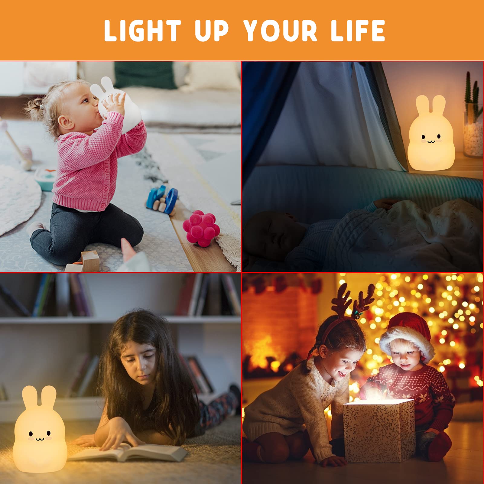 **BPA-Free LED Night Light for Kids Room - Soft Silicone Toddler Bedside Lamp with 9 Color Options, Rechargeable Nursery Light for Baby, Teen, Boys & Girls - Perfect for Bedrooms, Baby Showers & Mother’s Day Gifts**