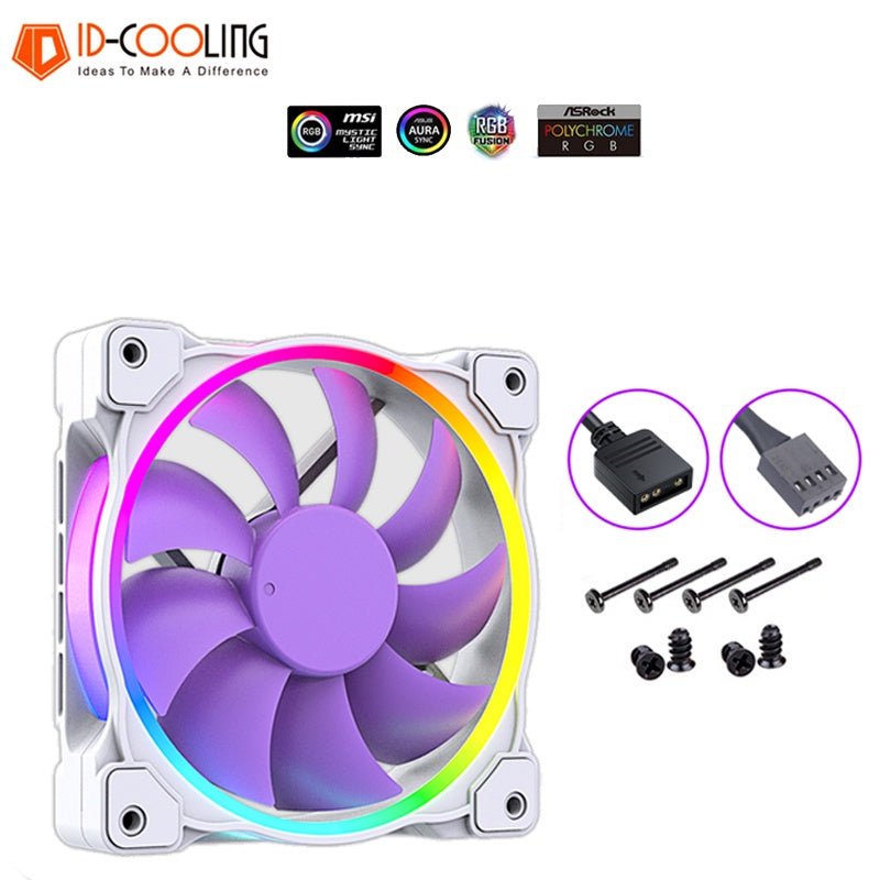 ID COOLING ZF Series 120mm Purple Addressable RGB LED Fan - High Performance PC Cooling Fan with Vibrant RGB Lighting for Gaming Rigs, PC Builds & Workstations