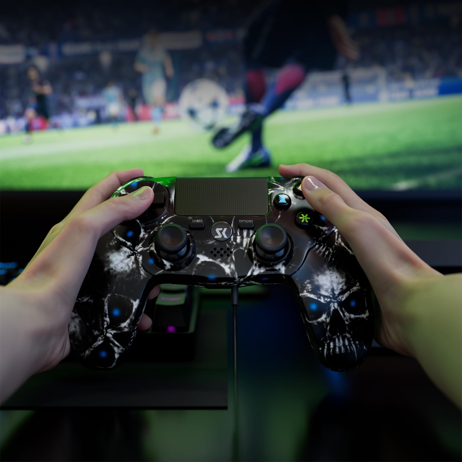 Wireless PS4 Controller for Sony PlayStation 4/Slim/Pro - Black Gamepad with Dual Shock Vibration, 6-Axis Motion Sensor, Touch Pad, Built-in Speaker & 3.5mm Audio Jack - Long-Lasting 800mAh Battery - Perfect for Gaming, Streaming & Multiplayer Sessions