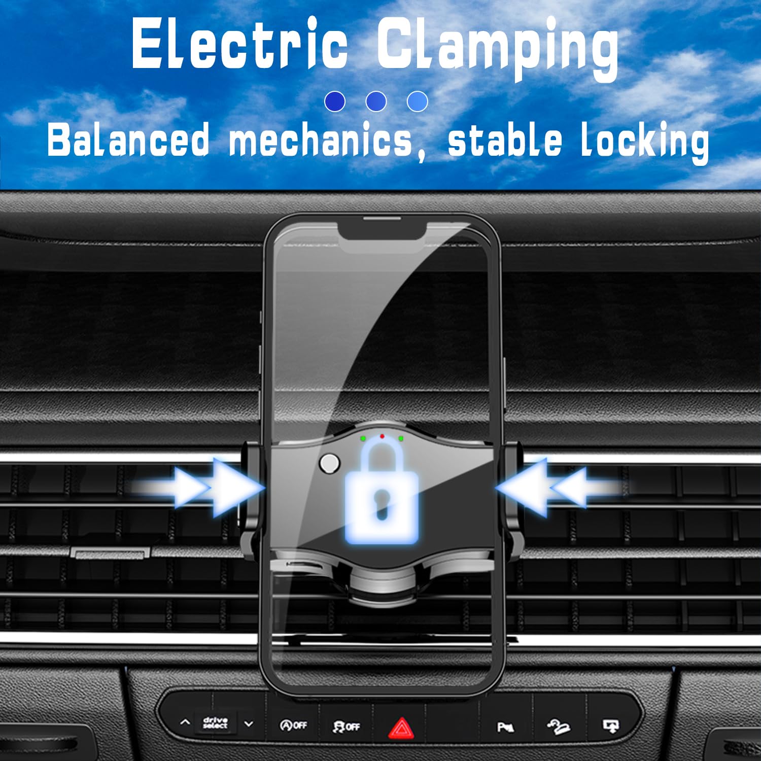 Electric Car Phone Holder with Auto Unlock & 360° Rotation - Universal Dashboard & Vent Mount for iPhone, Samsung, Pixel - Anti-Slip Design for Safe Driving | Perfect for Commuting, Road Trips & GPS Navigation