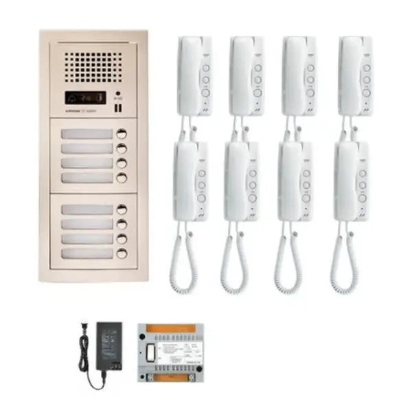 Aiphone GT 8H 8-Unit Apartment Intercom System with Audio Handset - Multi-Tenant Door Entry Communication for Secure Access Control | Ideal for Apartment Buildings, Condos & Multi-Family Residences