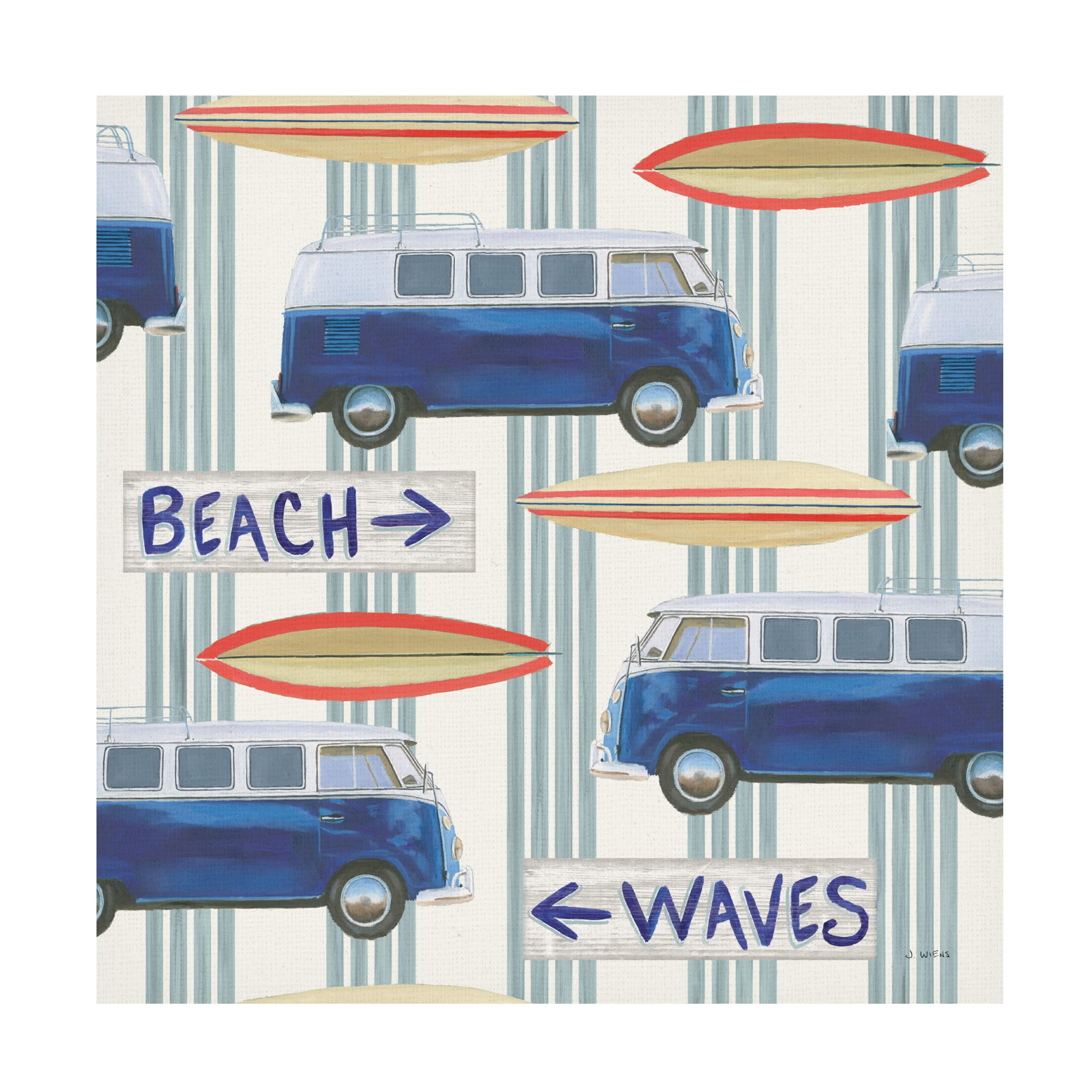 James Wiens 'Beach Time Pattern III' Canvas Wall Art Print - Coastal Decor for Living Room, Bedroom & Beach House